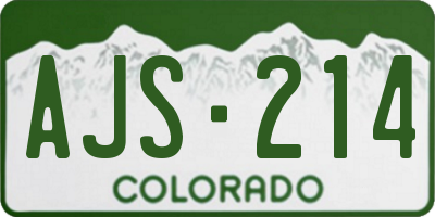 CO license plate AJS214