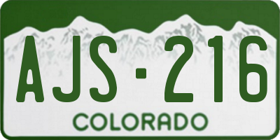 CO license plate AJS216