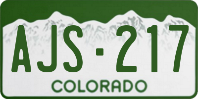 CO license plate AJS217