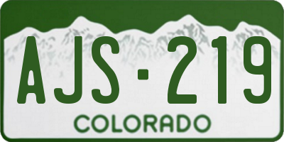 CO license plate AJS219