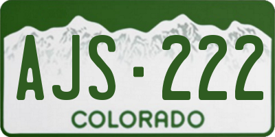 CO license plate AJS222