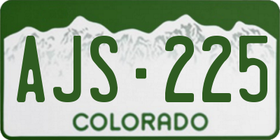 CO license plate AJS225
