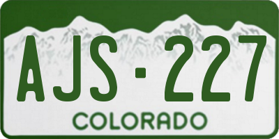 CO license plate AJS227