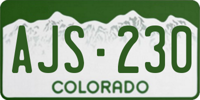 CO license plate AJS230
