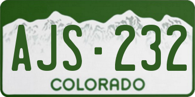 CO license plate AJS232