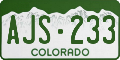 CO license plate AJS233