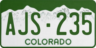 CO license plate AJS235
