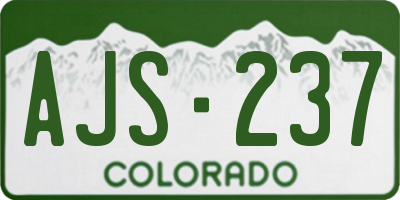 CO license plate AJS237