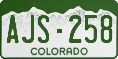 CO license plate AJS258