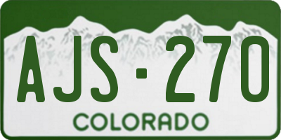 CO license plate AJS270