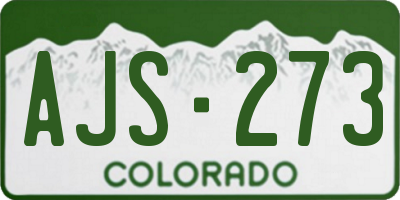 CO license plate AJS273