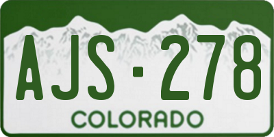 CO license plate AJS278