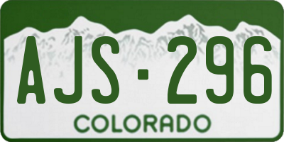 CO license plate AJS296