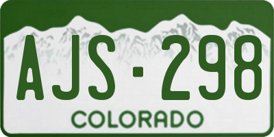 CO license plate AJS298