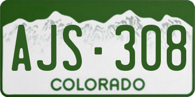 CO license plate AJS308