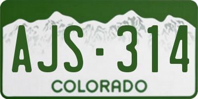 CO license plate AJS314