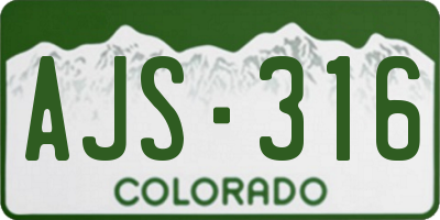 CO license plate AJS316