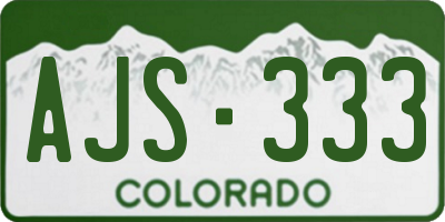 CO license plate AJS333