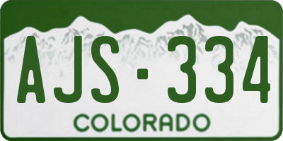 CO license plate AJS334