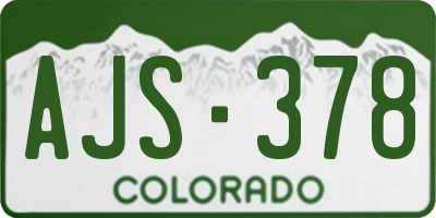 CO license plate AJS378