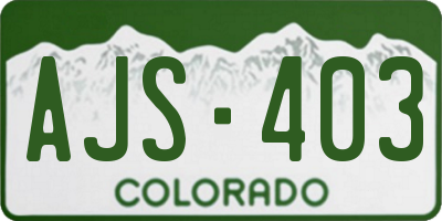CO license plate AJS403