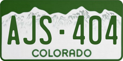 CO license plate AJS404
