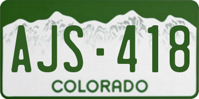 CO license plate AJS418