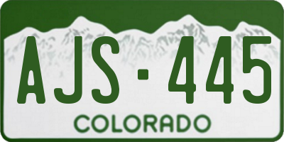 CO license plate AJS445