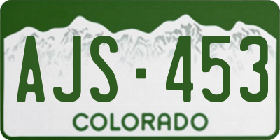 CO license plate AJS453