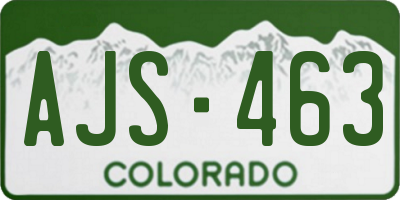 CO license plate AJS463