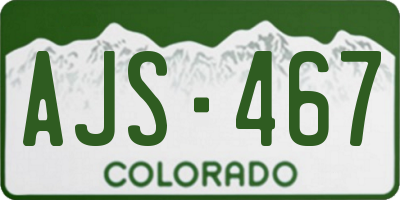 CO license plate AJS467