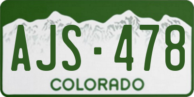 CO license plate AJS478
