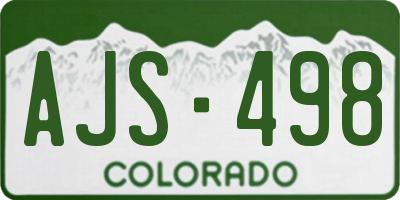 CO license plate AJS498