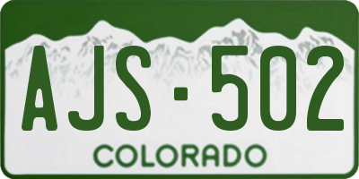 CO license plate AJS502