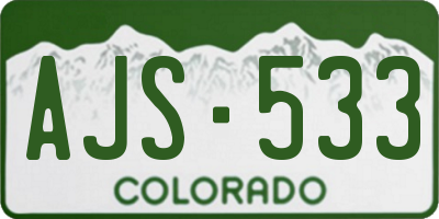 CO license plate AJS533