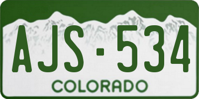 CO license plate AJS534