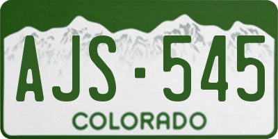 CO license plate AJS545