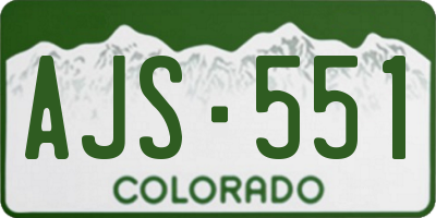 CO license plate AJS551