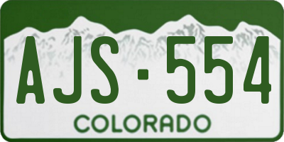 CO license plate AJS554