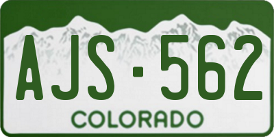 CO license plate AJS562
