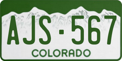 CO license plate AJS567
