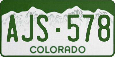 CO license plate AJS578