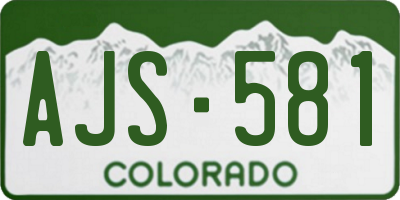 CO license plate AJS581