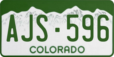 CO license plate AJS596