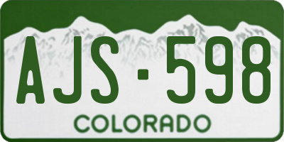 CO license plate AJS598