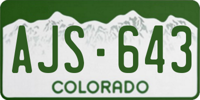 CO license plate AJS643