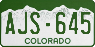 CO license plate AJS645