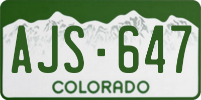 CO license plate AJS647