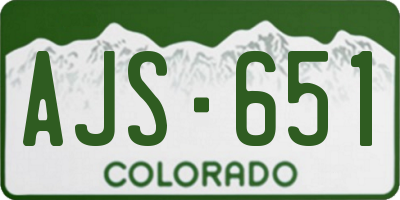 CO license plate AJS651