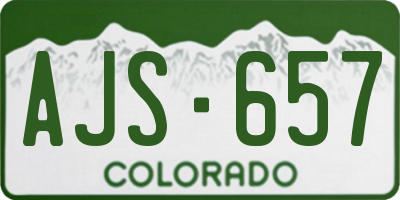 CO license plate AJS657